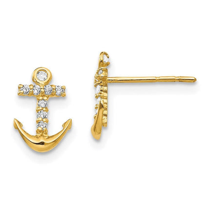 Madi K Kid's 14k CZ Anchor Post Earrings ,
