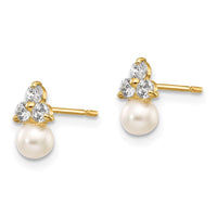 Madi K Kid's 14k  CZ and FW Cultured Pearl Post Earrings ,