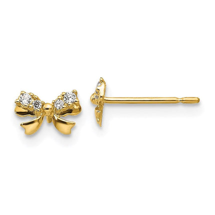 Madi K Kid's 14k  CZ  Bow Post Earrings ,