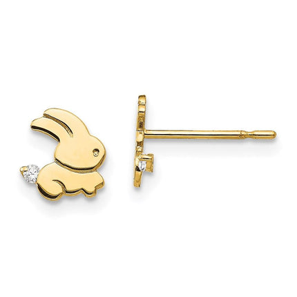 Madi K Kid's 14k  CZ  Bunny Post Earrings ,
