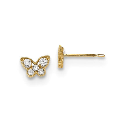 Madi K Kid's 14k   CZ Butterfly Post Earrings ,