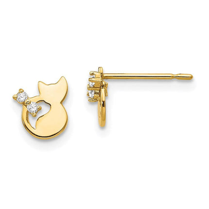 Madi K Kid's 14k CZ Cat Post Earrings ,