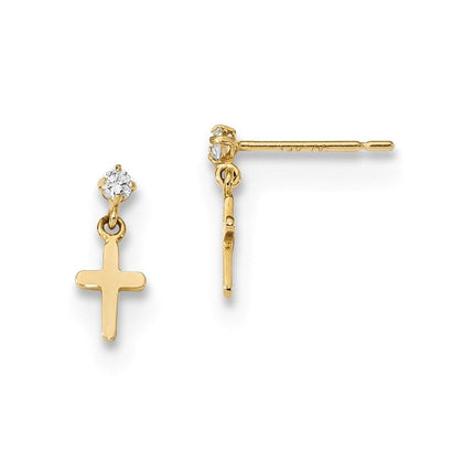 Madi K Kid's 14k   CZ Cross Post Dangle Earrings ,