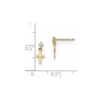 Madi K Kid's 14k   CZ Cross Post Dangle Earrings ,