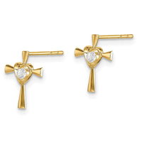 Madi K Kid's 14k CZ Cross with Heart Post Earrings ,