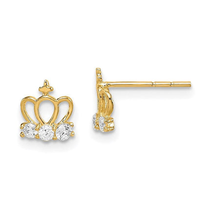 Madi K Kid's 14k CZ Crown Post Earrings ,