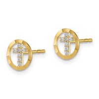 Madi K Kid's 14k CZ Diamond-Cut Circle Cross Post Earrings ,
