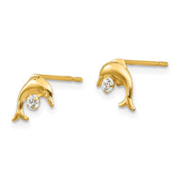 Madi K Kid's 14k CZ Dolphin Post Earrings ,