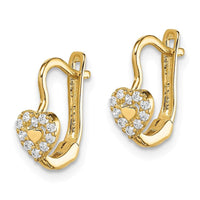 Madi K Kid's 14k  CZ Double Heart Hoop Earrings ,