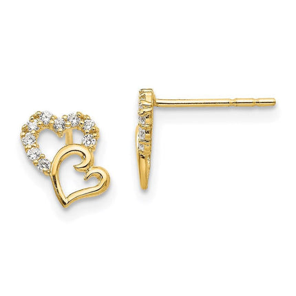 Madi K Kid's 14k CZ Double Heart Post Earrings ,