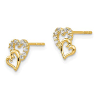 Madi K Kid's 14k CZ Double Heart Post Earrings ,