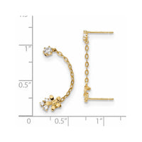 Madi K Kid's 14k CZ Double Post w/Chain Flower Earring ,