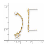 Madi K Kid's 14k  CZ Double Post w/Chain Starfish Earring ,