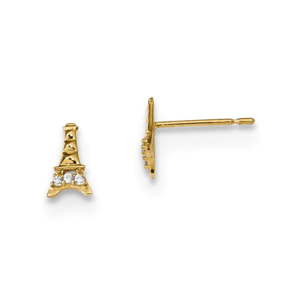Madi K Kid's 14k CZ Eiffel Tower Post Earrings ,