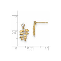 Madi K Kid's 14k CZ Fern Leaves Dangle Post Earrings ,