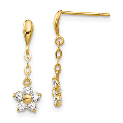 Madi K Kid's 14k CZ Flower Dangle Post Earrings ,