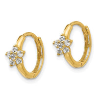 Madi K Kid's 14k CZ Flower Hinged Hoop Earrings ,