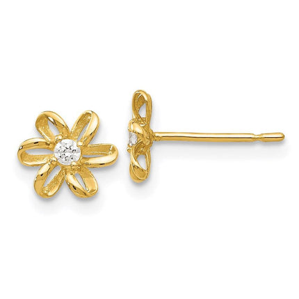 Madi K Kid's 14k  CZ  Flower Post Earrings ,
