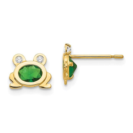 Madi K Kid's 14k  CZ  Frog Post Earrings ,