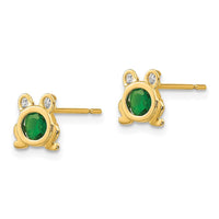 Madi K Kid's 14k  CZ  Frog Post Earrings ,