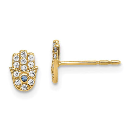 Madi K Kid's 14k CZ Hamsa Post Earrings ,