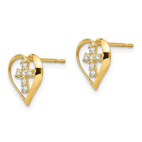 Madi K Kid's 14k CZ Heart Cross Post Earrings ,