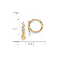 Madi K Kid's 14k  CZ Heart Dangle Hinged Hoop Earrings ,