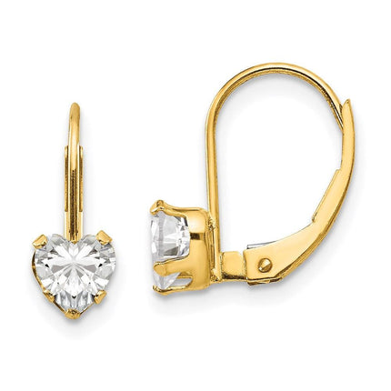 Madi K Kid's 14k CZ Heart Leverback Earrings ,