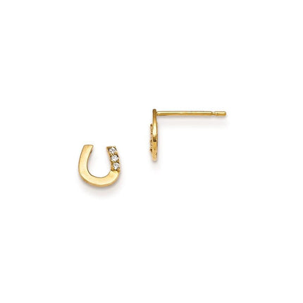 Madi K Kid's 14k  CZ  Horseshoe Post Earrings ,