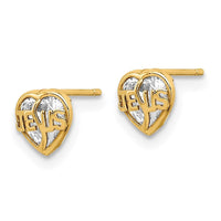 Madi K Kid's 14k CZ Jesus Heart Post Earrings ,