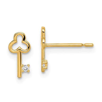 Madi K Kid's 14k CZ Key Post Earrings ,
