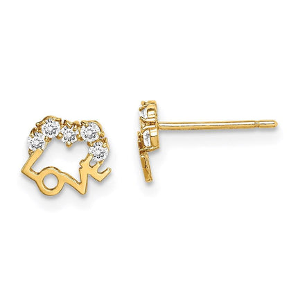 Madi K Kid's 14k CZ LOVE Post Earrings ,