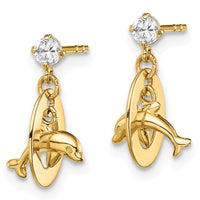 Madi K Kid's 14k CZ Oval with Dolphin Dangle Post Earrings ,