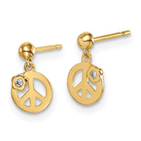 Madi K Kid's 14k CZ Peace Symbol Post Earrings ,