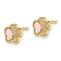 Madi K Kid's 14k CZ Pink Enamel Paw Post Earrings ,
