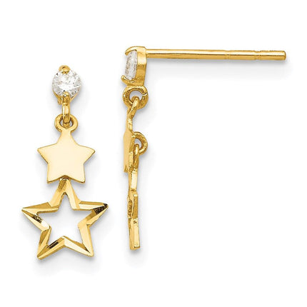 Madi K Kid's 14k CZ Polished Star Post Dangle Earrings ,