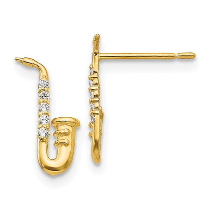 Madi K Kid's 14k  CZ Saxophone Post Earrings ,