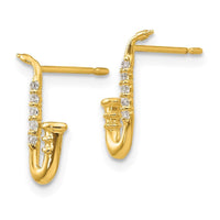 Madi K Kid's 14k  CZ Saxophone Post Earrings ,