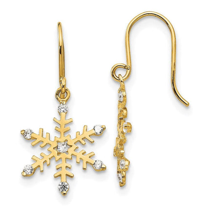 Madi K Kid's 14k CZ Snowflake Dangle Earrings ,