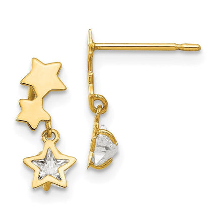 Madi K Kid's 14k  CZ  Star Dangle Post Earrings ,