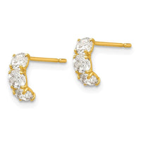 Madi K Kid's 14k CZ Three Stone Post Earrings ,