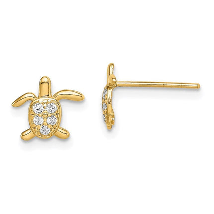 Madi K Kid's 14k CZ Turtle Post Earrings ,