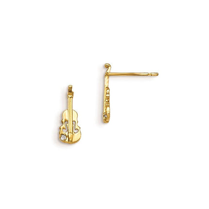 Madi K Kid's 14k CZ Violin Post Earrings ,