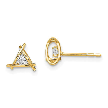 Madi K Kid's 14k CZ Weaved Triangle Post Earrings ,