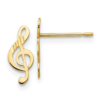 Madi K Kid's 14k D/C Music Note Post Earrings ,