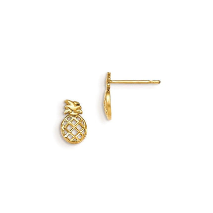 Madi K Kid's 14k D/C Pineapple Post Earrings ,