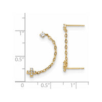 Madi K Kid's 14k Double Post w/Chain CZ Cross Earring (single) ,