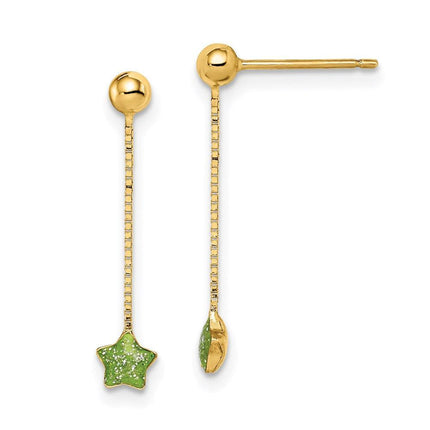 Madi K Kid's 14k Enameled Star Chain Dangle Post Earrings ,