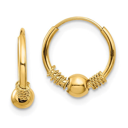 Madi K Kid's 14k Endless Hoop w/Bead Earrings ,