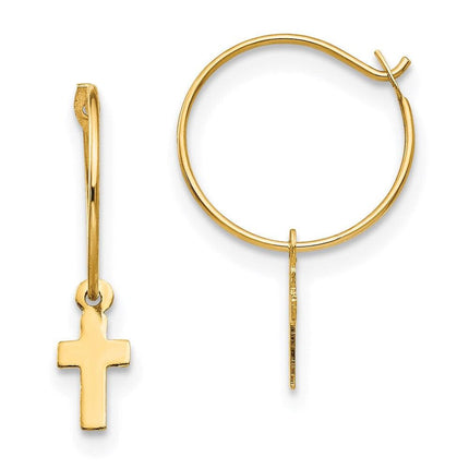 Madi K Kid's 14k Endless Hoop w/Small Cross Earrings ,
